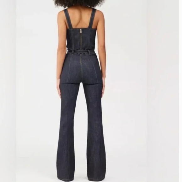 DL1961 Hollywood Flare Jumpsuit Indigo Coated Denim size 26 - Picture 3 of 3